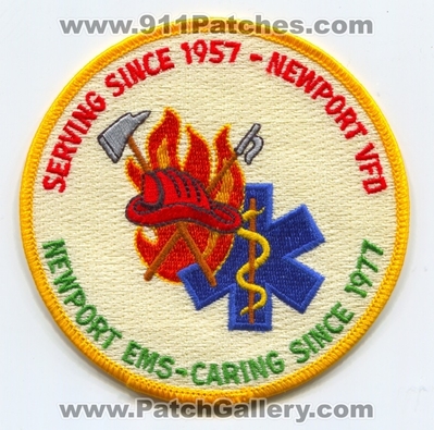 Newport Volunteer Fire Department EMS Patch (UNKNOWN STATE)
Scan By: PatchGallery.com
Keywords: vol. dept. vfd ambulance emt paramedic serving since 1957 caring 1977