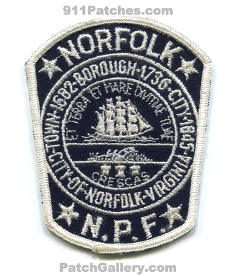 Norfolk Fire Department NPF Patch (Virginia)
Scan By: PatchGallery.com
Keywords: city of town dept. n.p.f.