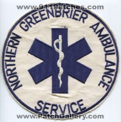 Northern Greenbrier Ambulance Service Patch (West Virginia)
Scan By: PatchGallery.com
Keywords: ems