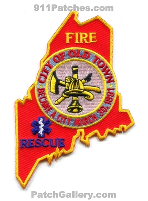 Old Town Fire Rescue Department Patch (Maine) (State Shape)
Scan By: PatchGallery.com
Keywords: city of dept. became a city march 30, 1891