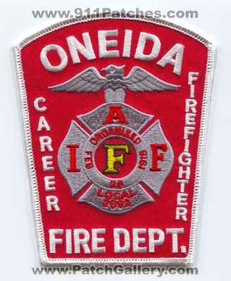 Oneida Fire Department Career Firefighter IAFF Local 2692 Patch (New York)
Scan By: PatchGallery.com
Keywords: dept. i.a.f.f. union
