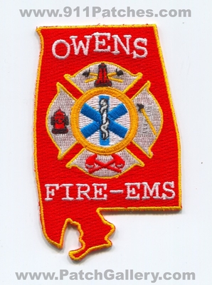 Owens Fire EMS Department Patch (Alabama)
Scan By: PatchGallery.com
Keywords: dept. state shape