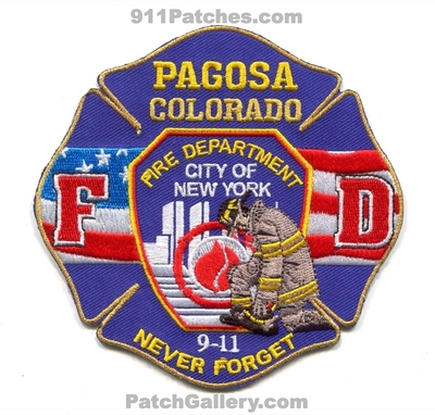 Pagosa Fire Department 9-11 Never Forget Patch (Colorado)
[b]Scan From: Our Collection[/b]
Keywords: dept. Dept. 09-11-01 09-11-2001 09/11/01 09/11/2001 September 11th WTC