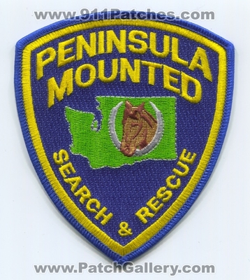 Peninsula Mounted Search and Rescue SAR Patch (Washington)
Scan By: PatchGallery.com
Keywords: & ems