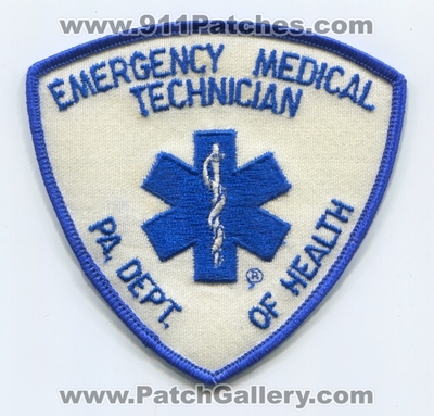 Pennsylvania State Emergency Medical Technician EMT Patch (Pennsylvania)
Scan By: PatchGallery.com
Keywords: certified pa. department dept. of health ems ambulance