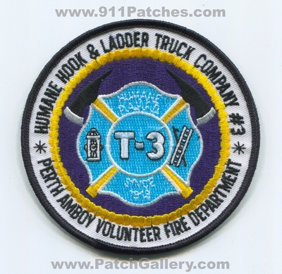 Perth Amboy Volunteer Fire Department Humane Hook and Ladder Truck Company 3 Patch (New Jersey)
Scan By: PatchGallery.com
Keywords: vol. dept. pavfd p.a.v.f.d. & co. number no. #3 station t-3 since 1913