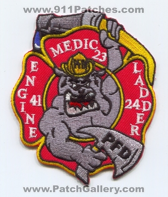 Philadelphia Fire Department Engine 41 Ladder 24 Medic 23 Patch (Pennsylvania)
Scan By: PatchGallery.com
Keywords: dept. pfd p.f.d. company co. station