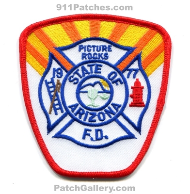 Picture Rocks Fire Department Patch (Arizona)
Scan By: PatchGallery.com
Keywords: dept. f.d. fd 1977
