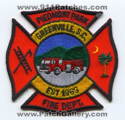 Piedmont Park Fire Department (South Carolina)
Scan By: PatchGallery.com
Keywords: dept. greenville s.c.