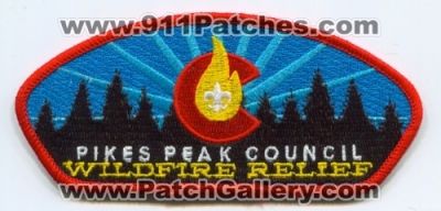 Pikes Peak Council Wildfire Relief Patch (Colorado)
[b]Scan From: Our Collection[/b]
Keywords: boy scouts of america bsa forest fire wildland