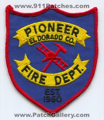 Pioneer Fire Department Patch (California)
Scan By: PatchGallery.com
Keywords: dept. eldorado county co.