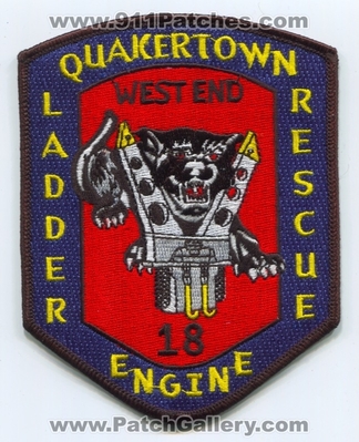 Quakertown Fire Department Station 18 Patch (Pennsylvania)
Scan By: PatchGallery.com
Keywords: dept. company co. engine ladder rescue west end