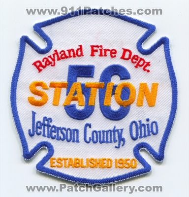 Rayland Fire Department Station 56 Jefferson County Patch (Ohio)
Scan By: PatchGallery.com
Keywords: dept. co. company established 1950