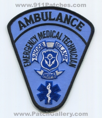 Rhode Island Hope Emergency Medical Technician EMT Ambulance Patch (Rhode Island)
Scan By: PatchGallery.com
Keywords: state certified licensed registered ambulance ems