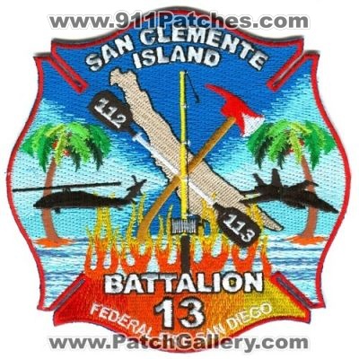 San Clemente Island Federal Fire Department San Diego Battalion 13 (California)
Scan By: PatchGallery.com
Keywords: dept. military 112 113