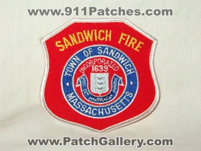 Sandwich Fire Department (Massachusetts)
Thanks to Walts Patches for this picture.
Keywords: dept. town of