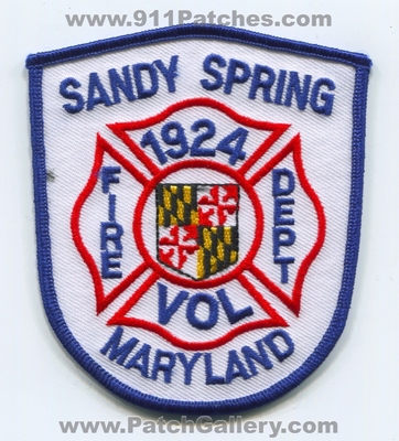 Sandy Spring Volunteer Fire Department Patch (Maryland)
Scan By: PatchGallery.com
Keywords: vol. dept. 1924