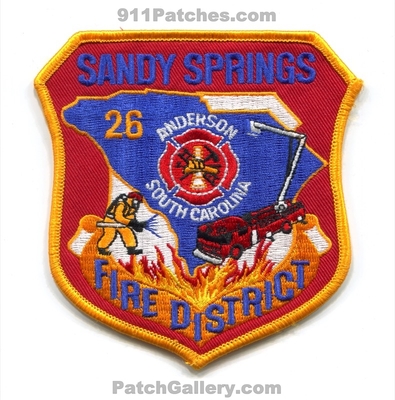 Sandy Springs Fire District 26 Anderson Patch (South Carolina)
Scan By: PatchGallery.com
Keywords: dist. department dept.