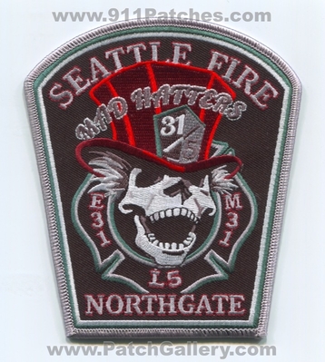 Seattle Fire Department Engine 31 Ladder 5 Medic 31 Patch (Washington)
[b]Scan From: Our Collection[/b]
Keywords: dept. sfd s.f.d. company co. station mad hatters northgate 31/5 e31 m31 l5