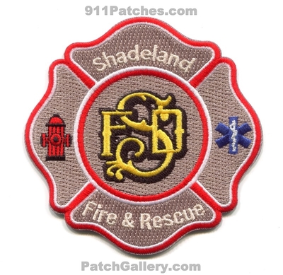 Shadeland Fire and Rescue Department Patch (Indiana)
Scan By: PatchGallery.com
[b]Patch Made By: 911Patches.com[/b]
Keywords: & dept. volunteer vol.