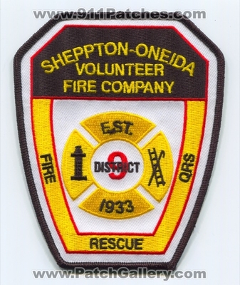 Sheppton-Oneida Volunteer Fire Company District 9 Patch (Pennsylvania)
Scan By: PatchGallery.com
Keywords: Vol. Co. Dist. Number No. #9 Department Dept. Rescue QRS Est. 1933