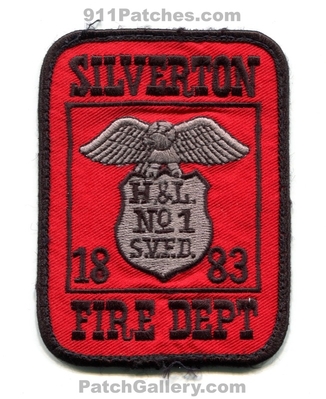 Silverton Volunteer Fire Department Patch (Oregon)
Scan By: PatchGallery.com
Keywords: Vol. Dept. SVFD S.V.F.D. Hook and Ladder Number 1 H&L No. #1 1883