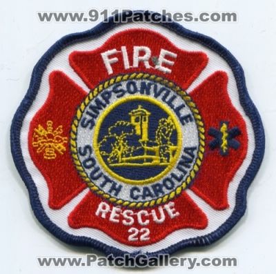 Simpsonville Fire Rescue Department 22 Patch (South Carolina)
Scan By: PatchGallery.com
Keywords: dept.