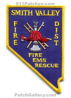 Smith Valley Fire District Patch (Nevada) (State Shape)
Scan By: PatchGallery.com
Keywords: dist. rescue ems department dept.