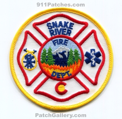 Snake River Fire Department Patch (Colorado) (Defunct)
[b]Scan From: Our Collection[/b]
Joined Lake Dillon Fire Authority in 2005
Became Lake Dillon Fire Protection District in 2006
Now Summit Fire EMS in 2018
Keywords: dept.