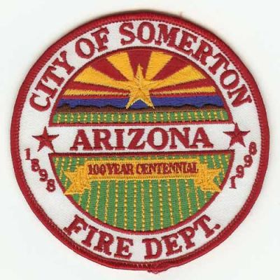 Somerton Fire Dept 100 Year
Thanks to PaulsFirePatches.com for this scan.
Keywords: arizona department