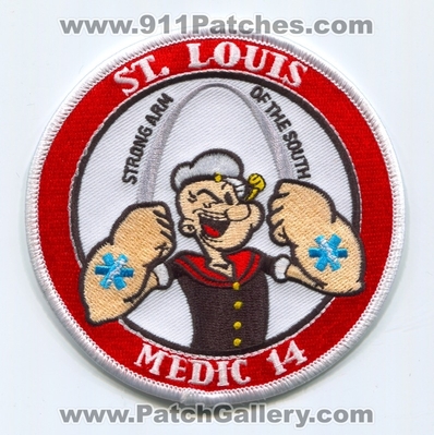 Saint Louis Fire Department Medic 14 EMS Patch (Missouri)
Scan By: PatchGallery.com
Keywords: stlfd st.l.f.d. dept. paramedic emergency medical services ambulance strong arm of the south popeye