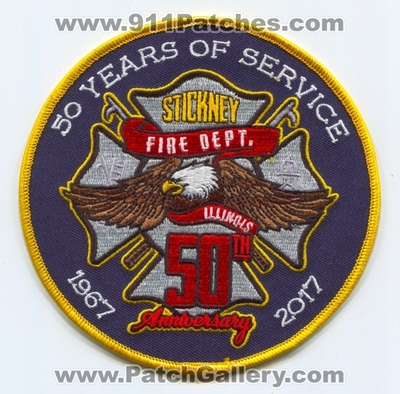 Stickney Fire Department 50th Anniversary Patch (Illinois)
Scan By: PatchGallery.com
Keywords: Dept. 50 Years of Service - 1967 2017 - Eagle