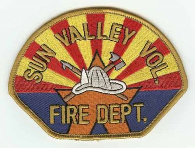 Sun Valley Vol Fire Dept
Thanks to PaulsFirePatches.com for this scan.
Keywords: arizona volunteer department