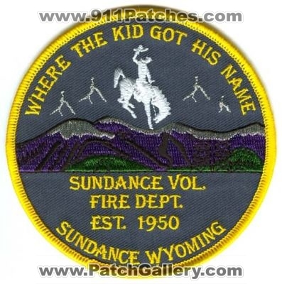 Sundance Volunteer Fire Department Patch (Wyoming)
Scan By: PatchGallery.com
Keywords: vol. dept. where the kid got his name est. 1950