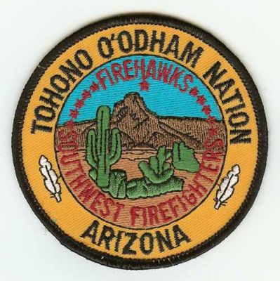 Tohono O'Odham Nation Firehawks Southwest Firefighters
Thanks to PaulsFirePatches.com for this scan.
Keywords: arizona fire oodham