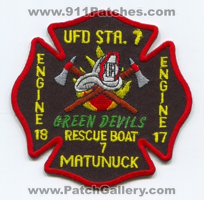 Union Fire District Station 7 Patch (Rhode Island)
Scan By: PatchGallery.com
Keywords: ufd sta. company co. engine 17 18 rescue boat 7 matunuck green devils