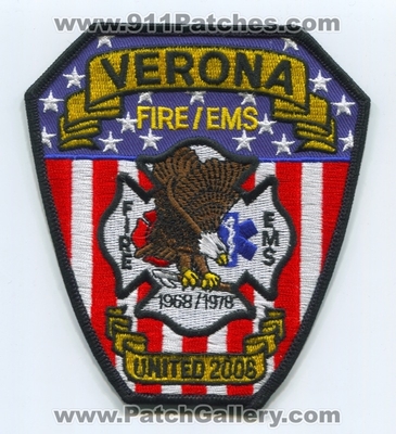 Verona Fire EMS Department Patch (Kentucky)
Scan By: PatchGallery.com
Keywords: dept. united 2006 1968 1978
