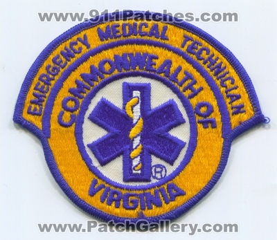 Virginia State Emergency Medical Technician EMT EMS Patch (Virginia)
Scan By: PatchGallery.com
Keywords: certified e.m.t. commonwealth of ambulance