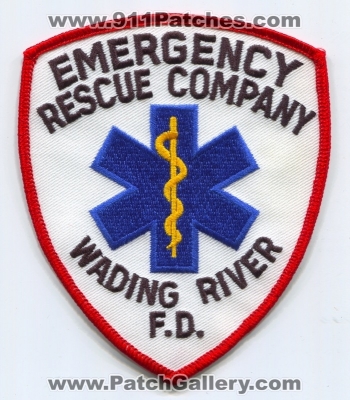 Wading River Fire Department Emergency Rescue Company EMS Patch (New York)
Scan By: PatchGallery.com
Keywords: dept. f.d.