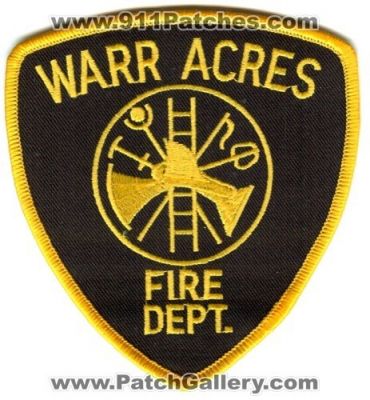 Warr Acres Fire Department Patch (Oklahoma)
Scan By: PatchGallery.com
Keywords: dept.