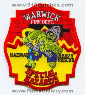Warwick Fire Department Special Hazards Patch (Rhode Island)
Scan By: PatchGallery.com
Keywords: Dept. Hazardous Materials HazMat Haz-Mat Heavy Rescue Company Co. Station The Incredible Hulk