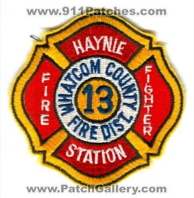Whatcom County Fire District 13 Haynie Station Firefighter (Washington)
Scan By: PatchGallery.com
Keywords: co. dist. number no. #13 department dept.