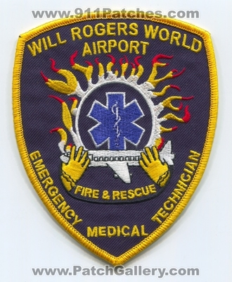 Will Rogers World Airport Fire and Rescue Department EMT Patch (Oklahoma)
Scan By: PatchGallery.com
Keywords: & dept. emergency medical technician e.m.t. ems
