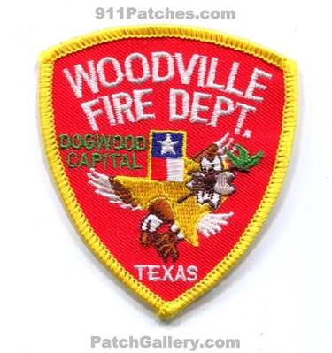 Woodville Fire Department Patch (Texas) (Hat Size)
Scan By: PatchGallery.com
Keywords: dept. dogwood capital