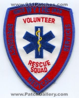 Wythe Emergency Medical Services EMS Volunteer Rescue Squad Patch (Virginia)
Scan By: PatchGallery.com
Keywords: vol.