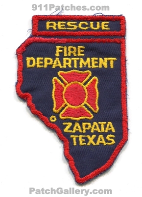 Zapata Fire Department Rescue Patch (Texas)
Scan By: PatchGallery.com
Keywords: dept.