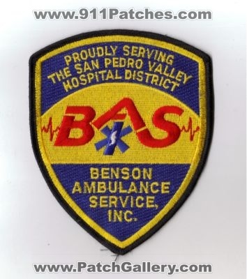 Benson Ambulance Service Inc (Arizona)
Thanks to diveresq5 for this scan.
Keywords: ems the san pedro valley hospital district bas