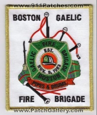 Boston Gaelic Fire Brigade Pipes & Drums (Massachusetts)
Thanks to diveresq5 for this scan.
Keywords: and