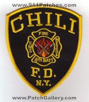Chili F.D. (New York)
Thanks to diveresq5 for this scan.
Keywords: fire department fd ems rescue 4th battalion