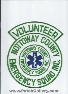 Nottoway County Volunteer Emergency Squad Inc (Virginia)
Thanks to Walts Patches for this scan.
Keywords: inc. ems